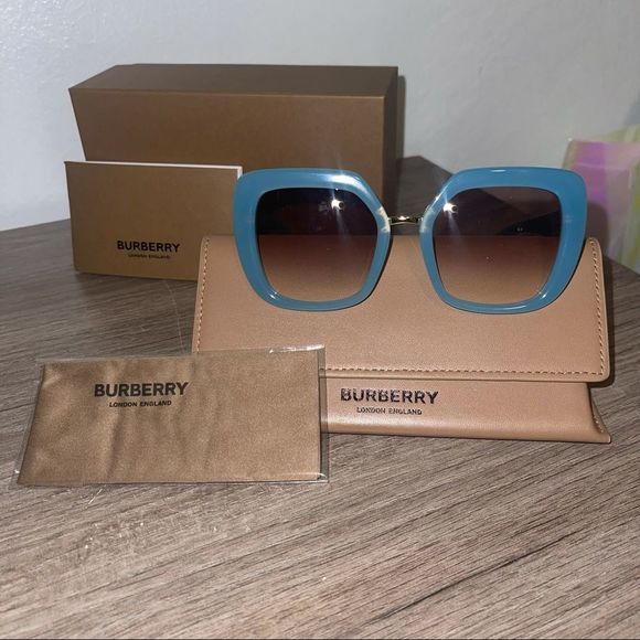 Burberry Accessories - Burberry Oversize Sunglasses in Teal Blue